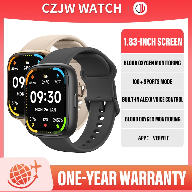 

ZZYSMART 1.83 Inch IDW26 Smart Watches For Men Women Bluetooth Call Build-in Alexa 5ATM IP68 Waterproof Heart Rate Smartwatch