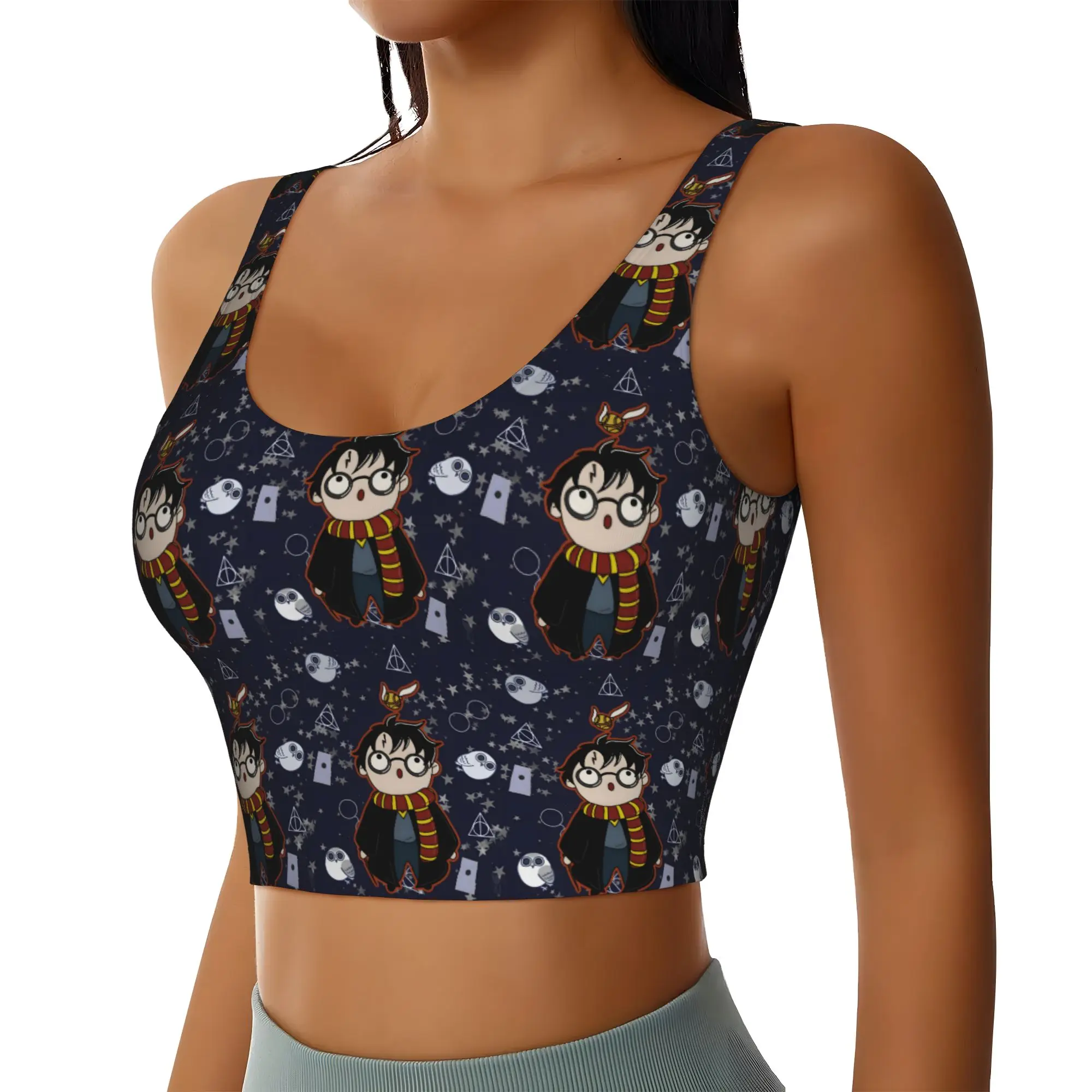 Custom H-Harryed Cartoon Workout Crop Tank Tops Women Seamless Magic School Yoga Running Sports Bras