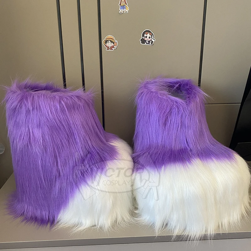 New Kig Fursuit Cosplay Paw Shoes Furry Fursuit Cosplay Rubbit Cat Boots Cute Fluffy Animal Manga Party Cos Wearable Costume