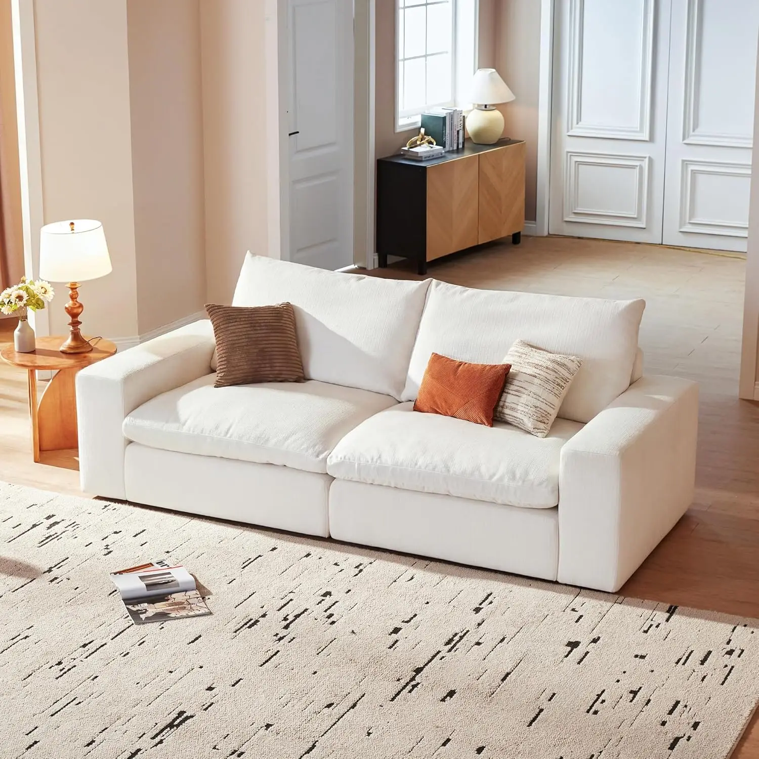 

Модульный секционный диван Cloud Couch 78.7'' с глубоким сиденьем, очень большой, удобный, белый, с моющимся чехлом, на заказ