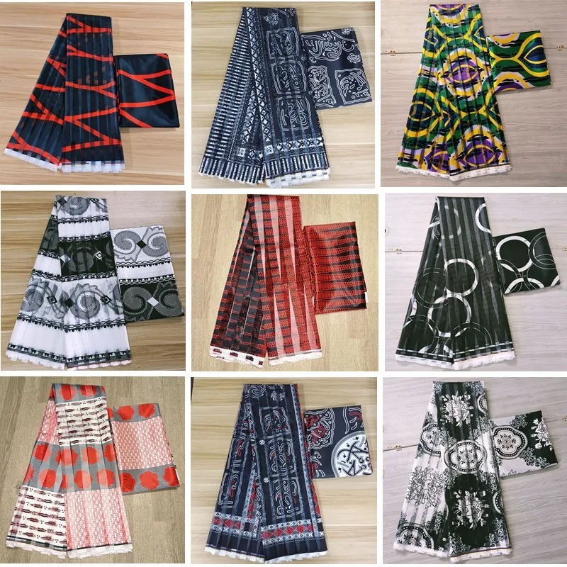 

Satin Organza fabric soft silk fabric african material ankara prints high quality for women dress 3+3 yards ! L60102