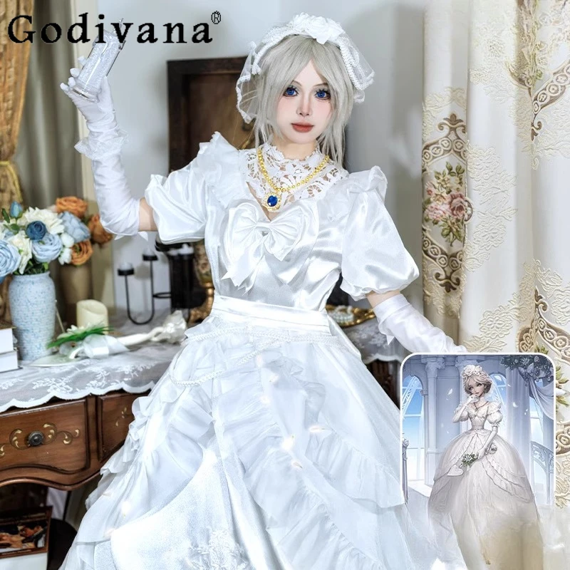 유행 역할 놀이 의상 드레스 여성 블러디 퀸 메리 웨딩 드레스 할로윈 크리스마스 축제 파티 드레스