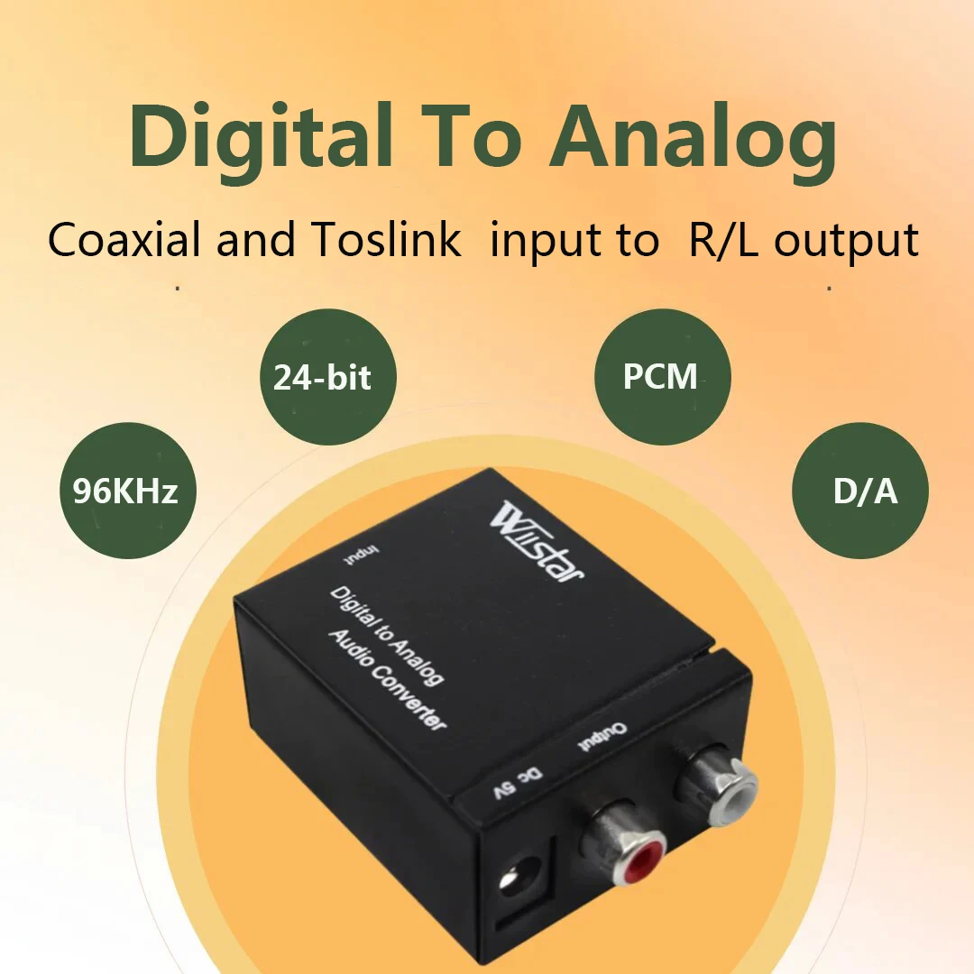 

Digital To Analog, Coaxial Optical Fiber Toslink To RCA Audio Sound Adapter Digital Audio Decoder Stereo Amplifier For DVD TV
