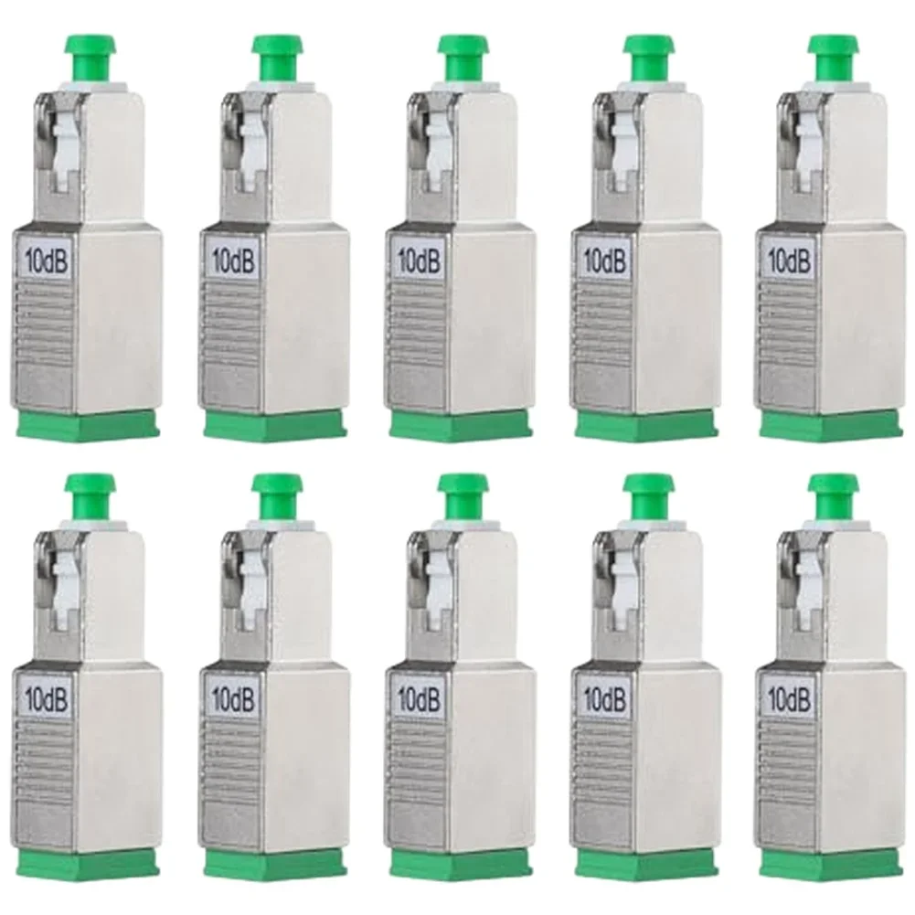 

10 шт. оптоволоконных аттенсаторов SC/APC длиной 10 дБ с низкими потерями вставки для вещания и управления телевизионным сигналом