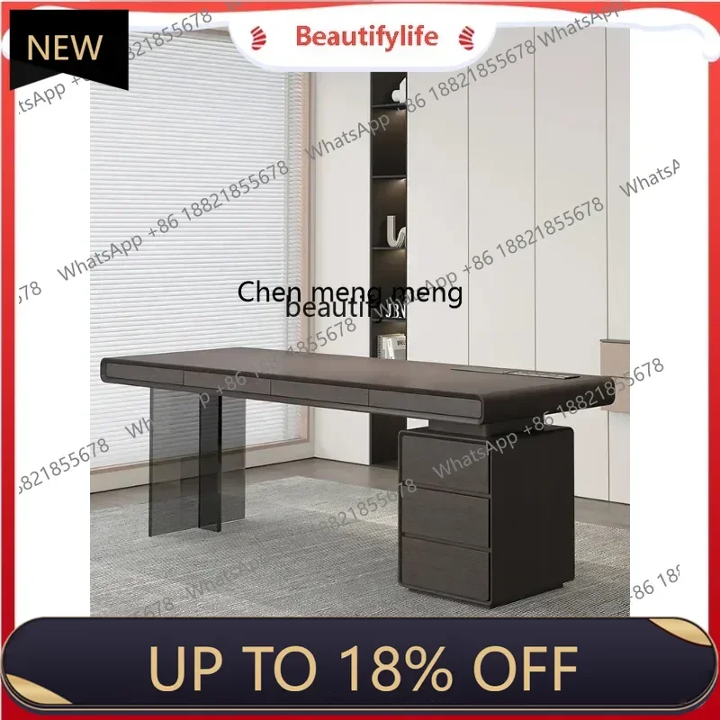 

P178 Italian Minimalist Desk Modern Adult Study Room Large Solid Wood Office Desk Designer Drawer High-End Computer Desk