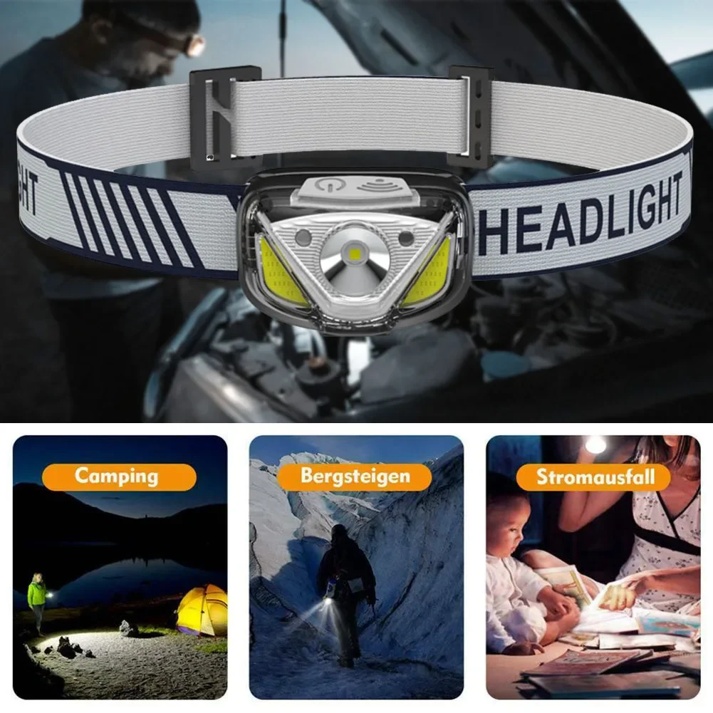 High Power LED+COB Sensor Headlamp USB Rechargeable Mini Headlight Portable COB Head Flashlight Torch For Camping Night Fishing
