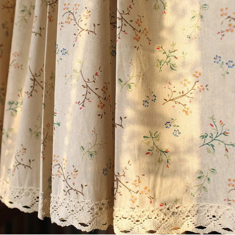 American Pastoral Style Grass Pattern Curtain Linen-Cotton Kitchen Door Curtains Cafe Living Room Window Kitchen Home Decoration