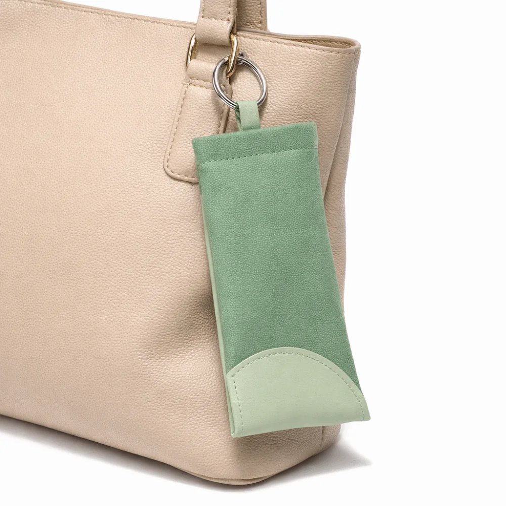 

PU Leather Automatic Closure Glasses Bag with Metal Hanging Ring Dustproof Sunglasses Storage Bag Solid Color Protective Cover