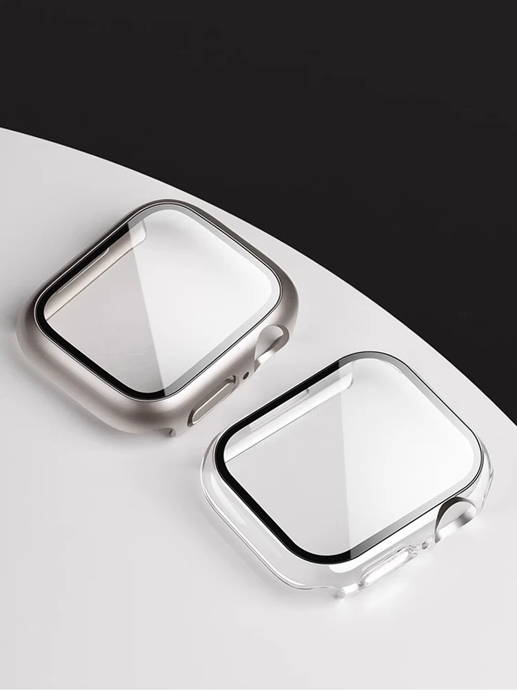 Cover per Apple Watch Case 10/9/8/7/6/5/SE 46mm 42mm 45mm 44mm 41 40 PC protezione schermo paraurti vetro temperato iWatch protettivo