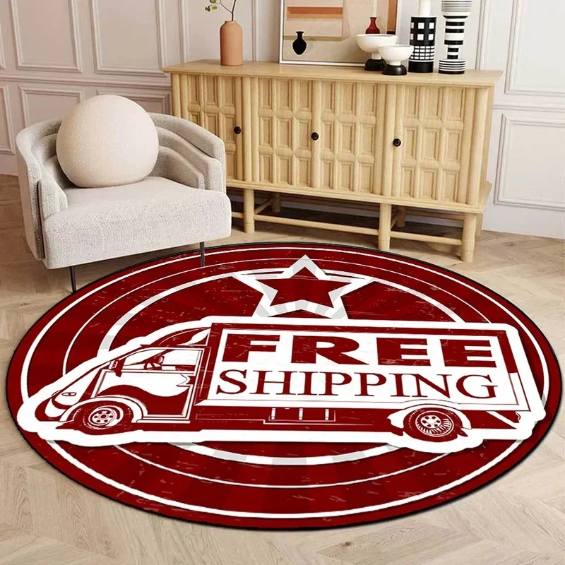 Retro Poster Round Carpet Living Room Bedroom Mat Rent Car Home Decor Children's Room Floor Rug Bath Mat Doormat Entrance Carpet