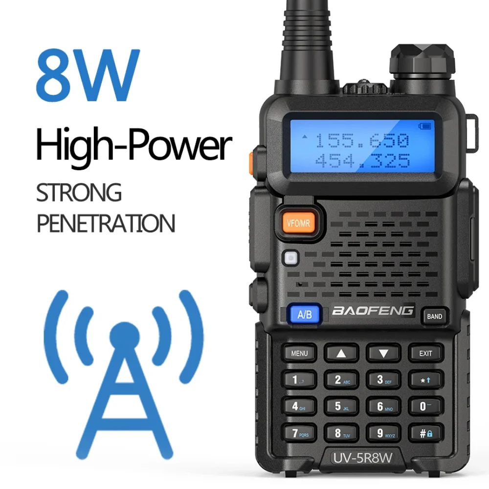 2Pcs BaoFeng UV-5R Long Range 8W Walkie Talkie Dualband Two Way Radio VHF/UHF Dual Band Portable Transceiver With FM Radio