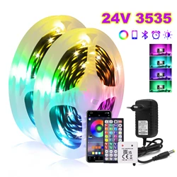 24V RGB LED Strip Light 10M 15M 20M 30M 40M(2rolls of 5m 10m 15m 20m) 3535 Bluetooth APP Smart Music Sync With 44Key IR Remote