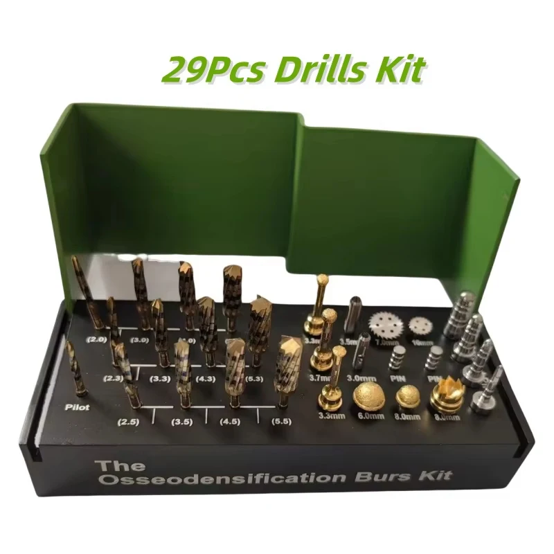 29Pcs/Set Dental Implant Drills Osseodensification Burs Kit Maxillary Sinus Lift Drills Kit For Surgical Dentistry Tools