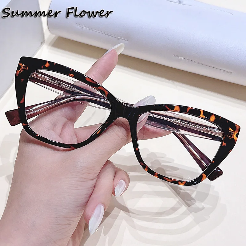 Women Cat Eye Fashion Eyeglasses Elegant Durable Spring Hinge Flexible Glasses Gradient Clear Glasses Myopia Reading Glasses