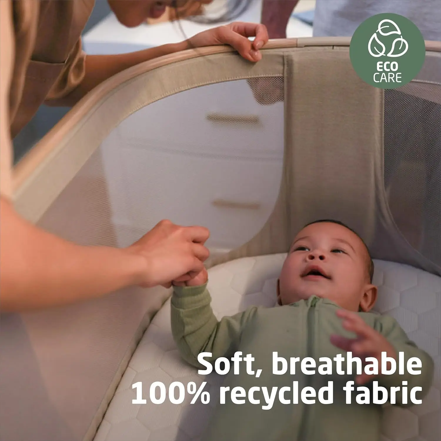 Bassinet Classic Oat: Portable Baby Bassinet, Infant Bedside Sleeper Crib, Height Adjustable, Breathable Mesh