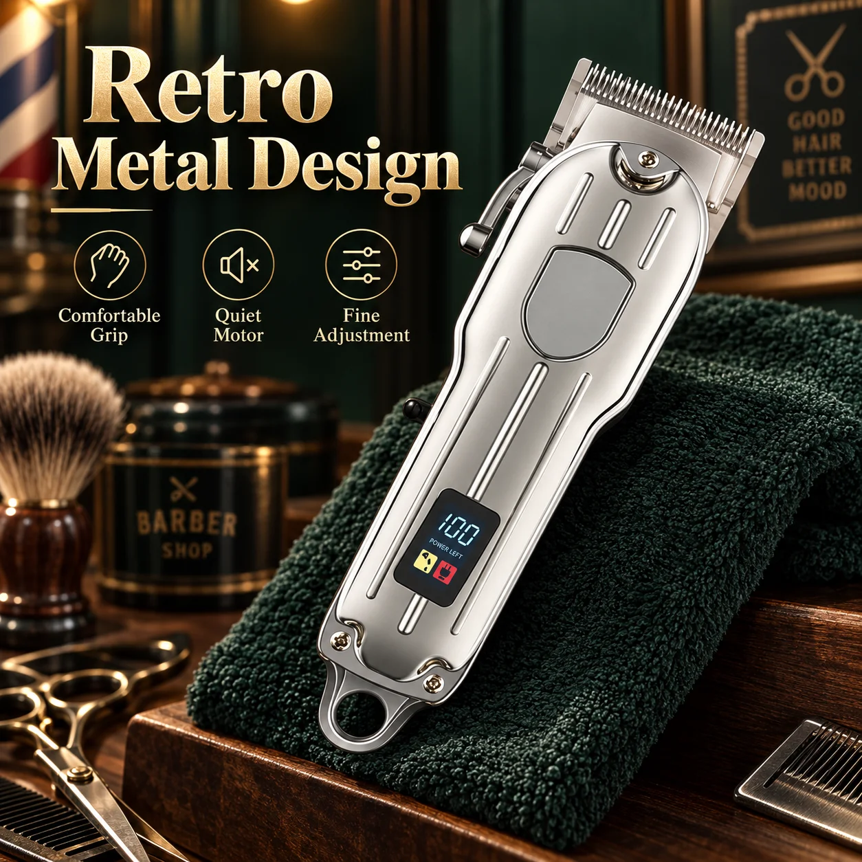 Professional Cordless Hair Clipper for Men All Metal Barber Trimmer LCD Display USB Rechargeable High Power Hair Cutting Machine gallery 2