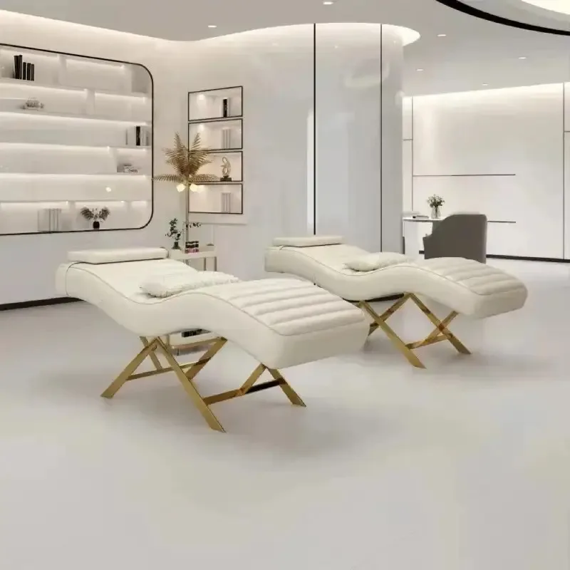 

2026 Modern Golden Base Massage Table for Beauty Living Room Eyelash Extension Full Set of Furniture