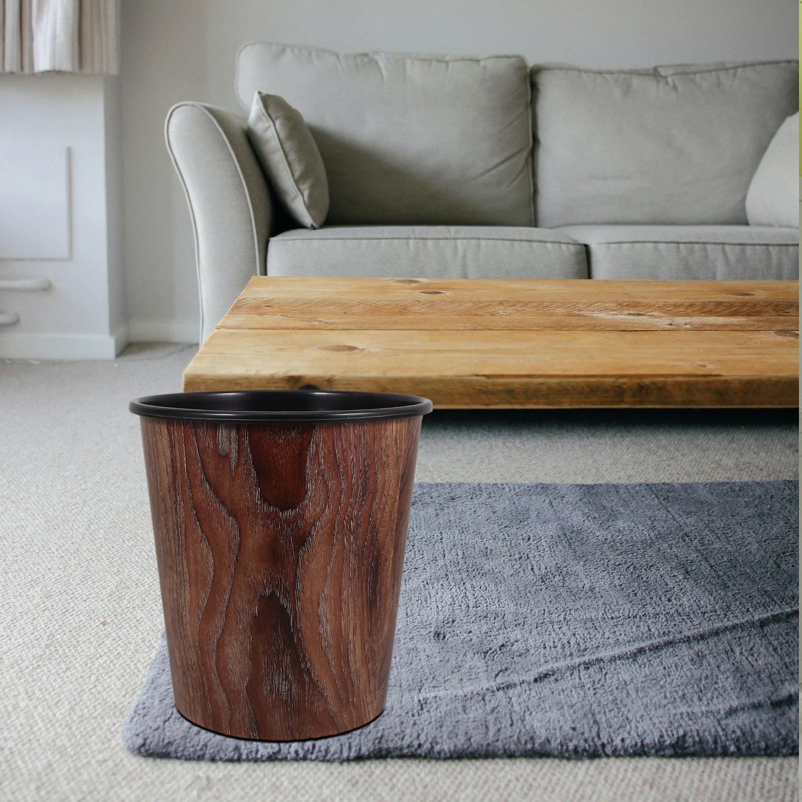 

Wood Grain Trash Can Dustbin for Bathroom Bedroom Wastebasket Garbage Kitchen Small
