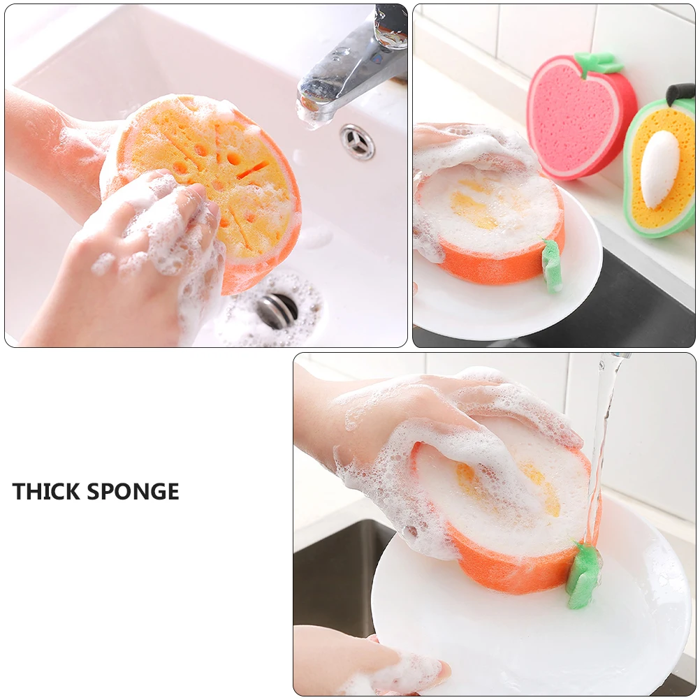 

4pcs Fruit Shaped Cleaning Sponges Kitchen Scrubbers Dish Cloth Sponge Set Non Scratch Home Tools Wall Table Cleaner