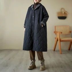 Quilted Coats for Women Solid Lightweight Cotton-padded Hooded Jackets Long Sleeve Casual Single Breasted Thick Women Clothing