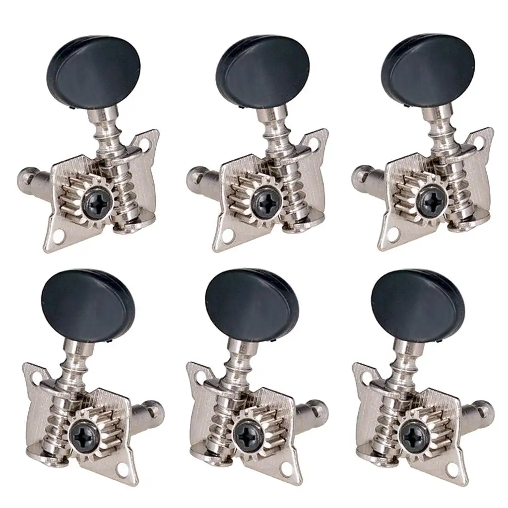 6x Replace Guitar Machine Heads Knobs Guitar String Tuning Pegs Machine Head Tuners 3L 3R for Acoustic, Electric Guitar (Black)