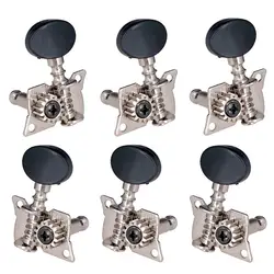 6x Replace Guitar Machine Heads Knobs Guitar String Tuning Pegs Machine Head Tuners 3L 3R for Acoustic, Electric Guitar (Black)