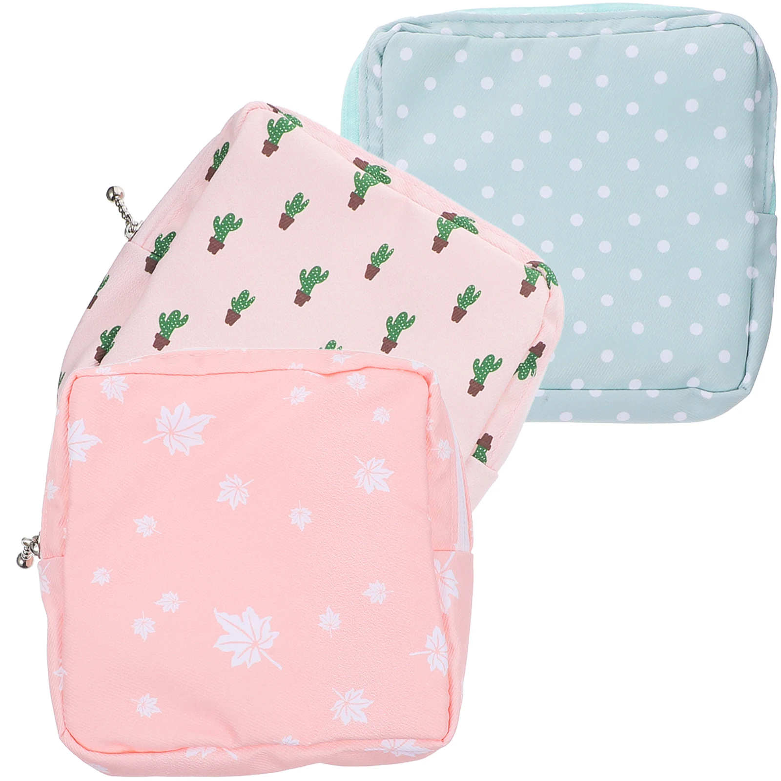 

3pcs Sanitary Napkin Bag Portable Period Pouch Washable Multi-Function Small Bag For Feminine Products Storage Practical