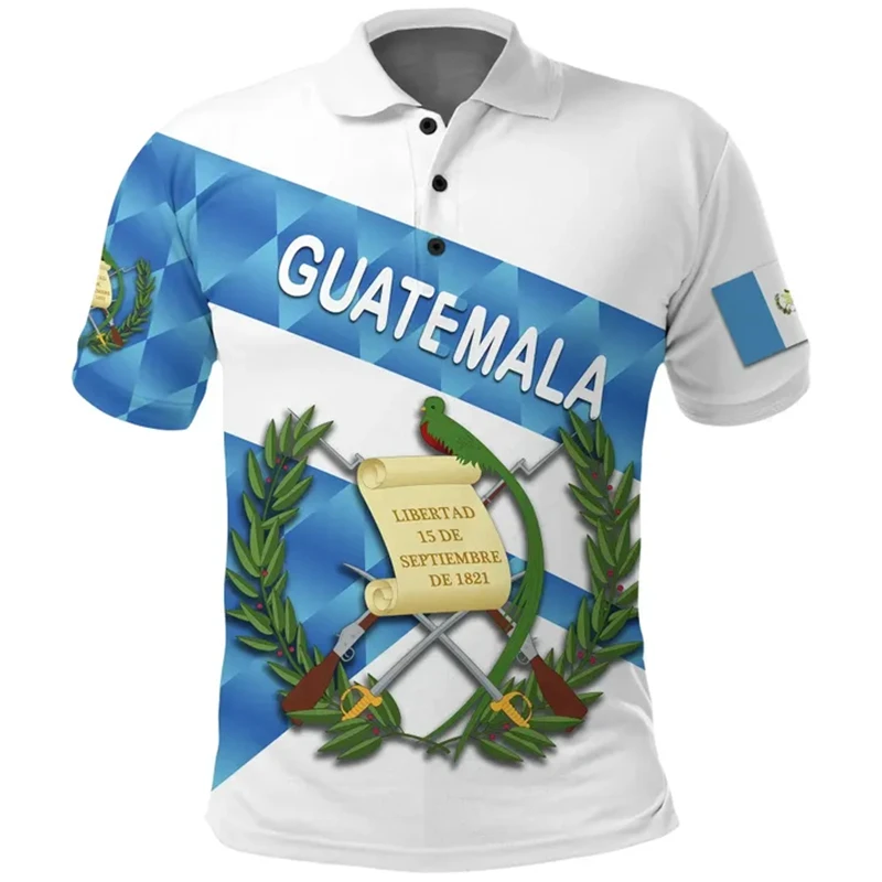 North America Country Guatemala Flag Pattern Polo Shirt 2024 New Hot Men Women Guatemalan National 3D Print Tees Tops Clothing