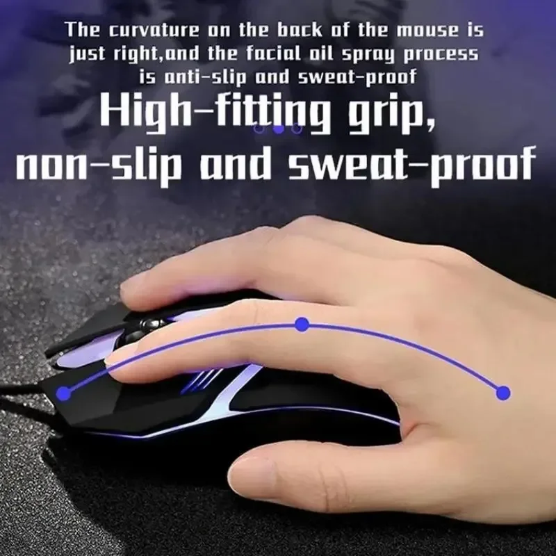 Спортивная USB-проводная игровая мышь со светодиодной подсветкой, проводная мышь 5000 точек на дюйм для настольного ПК, ноутбука, офисного компьютера, игровая мышь