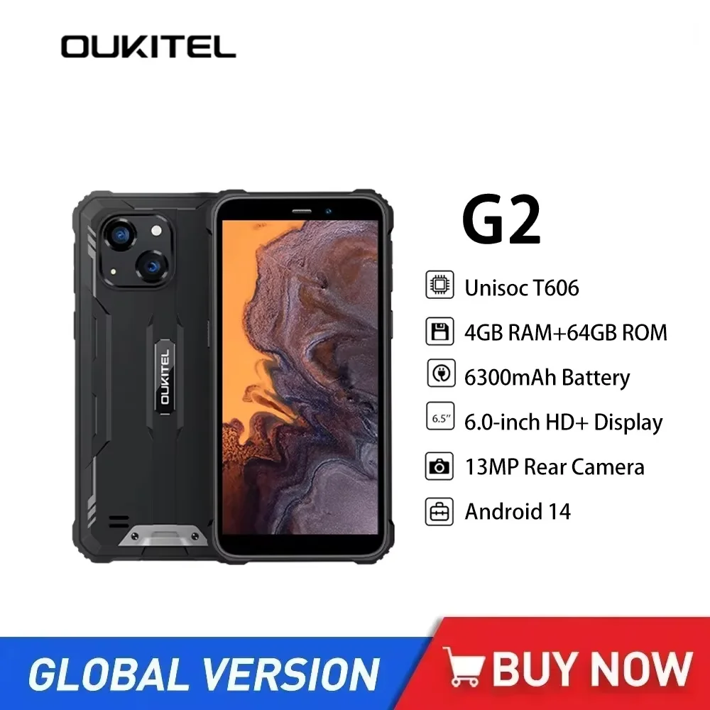 OUKITEL G2 Rugged Smartphone Android 14 T606 6.0