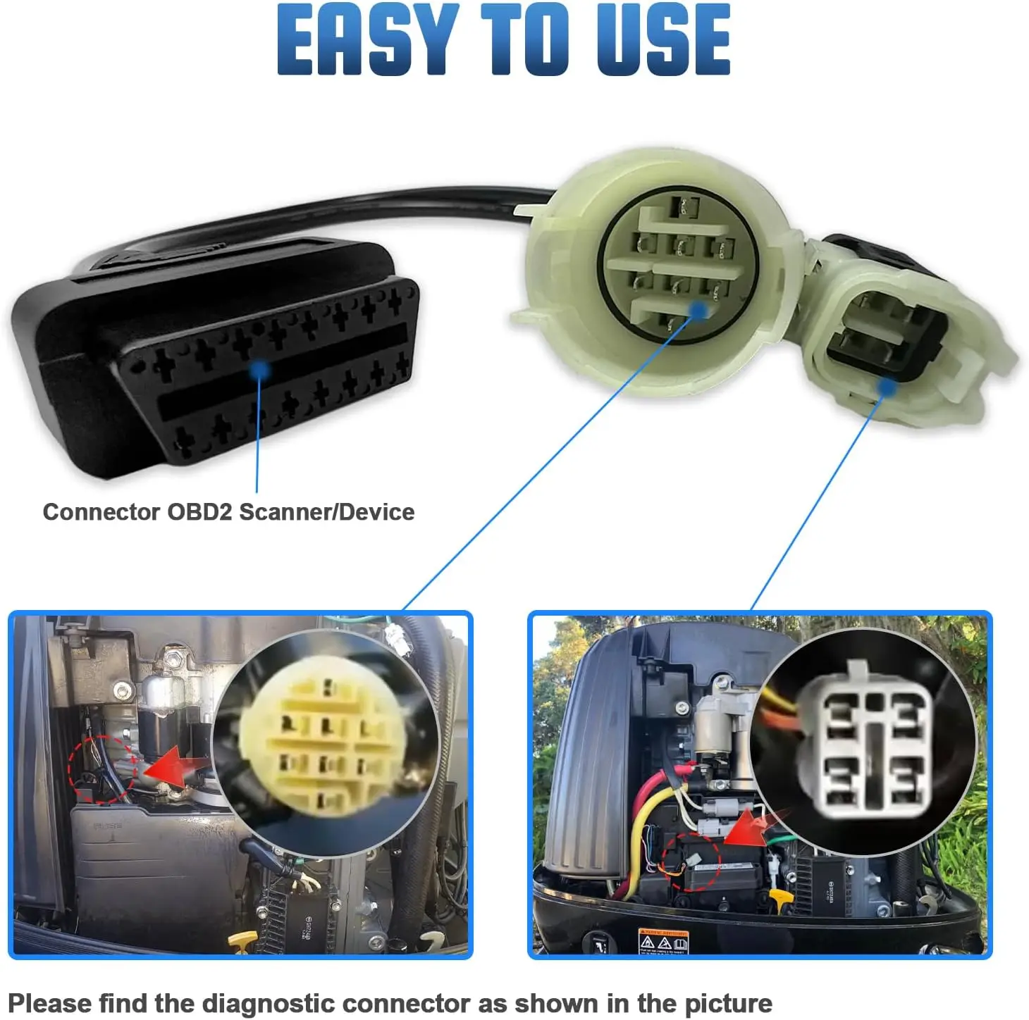 OBD2 Adapter for Suzuki Outboard Motor 4pin+8pin Cable,Fits Suzuki Outboard/Jet Boat/Jaltest Marine(JDC613A) Diagnostic Tool