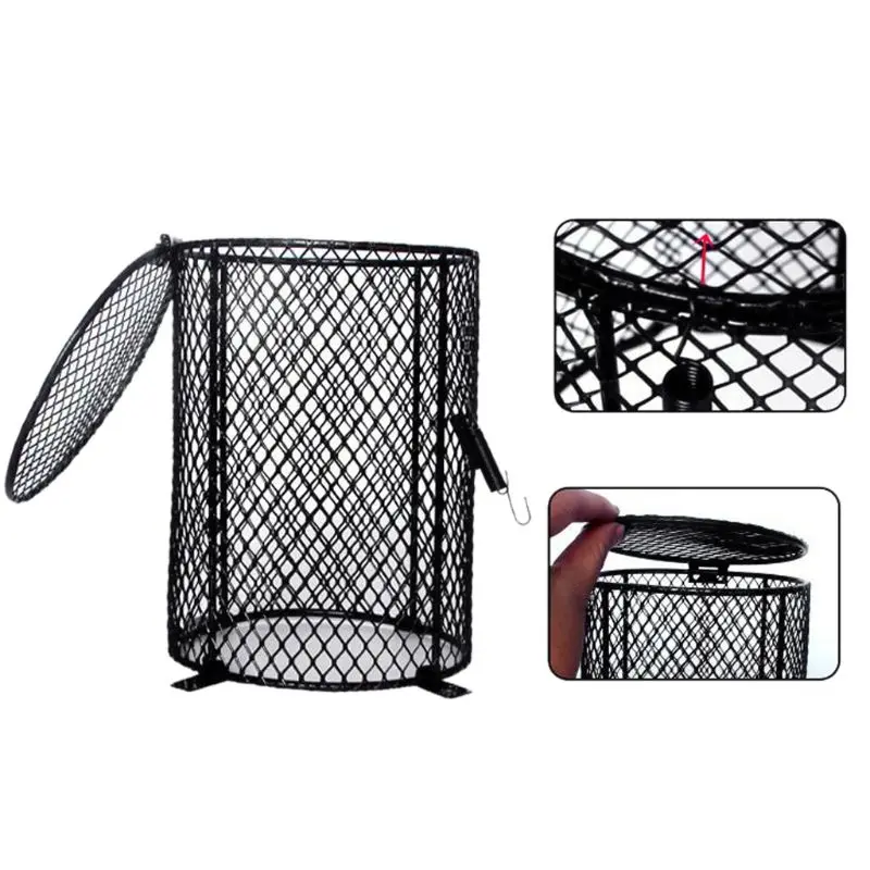 Reptiles Heat Lamp Guard with 4 Screws Amphibians Heating Bulbs Mesh Cover Anti-Scald Lamp Cover Cylinder & Square