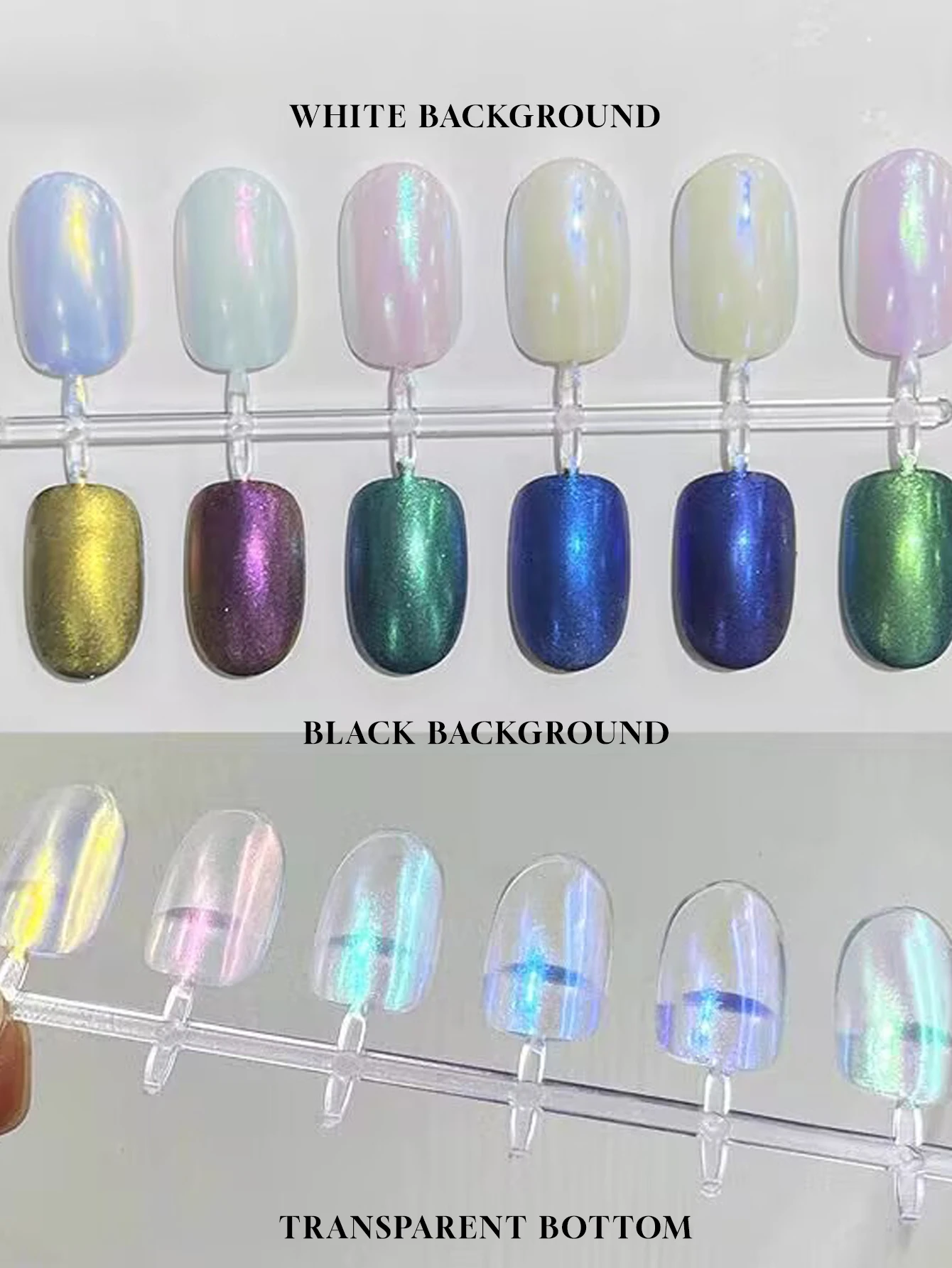 Juego de polvos para uñas Aurora de 6 piezas, pigmento camaleón holográfico de espejo metálico para decoración de uñas de sirena, esmalte de gel y inmersión