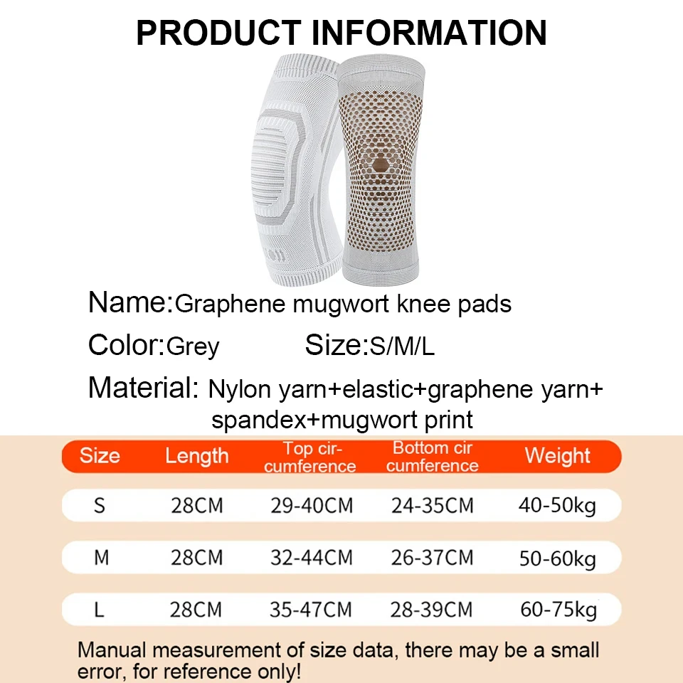 1Pcs Graphene Self Heating Wormwood Kneepads Knee Brace Warm for Arthritis Joint Pain Relief Injury Recovery Massager Leg Warmer