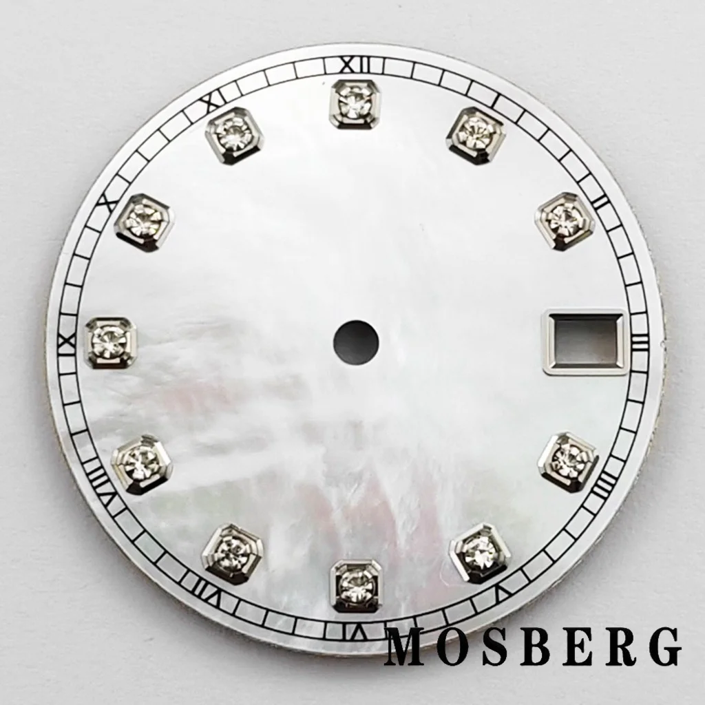 28.5 مللي متر ساعة الطلب ل NH35 NH35a مع نافذة التاريخ أزرق أبيض اللون الساعات أجزاء ملحقات الحركة التلقائية