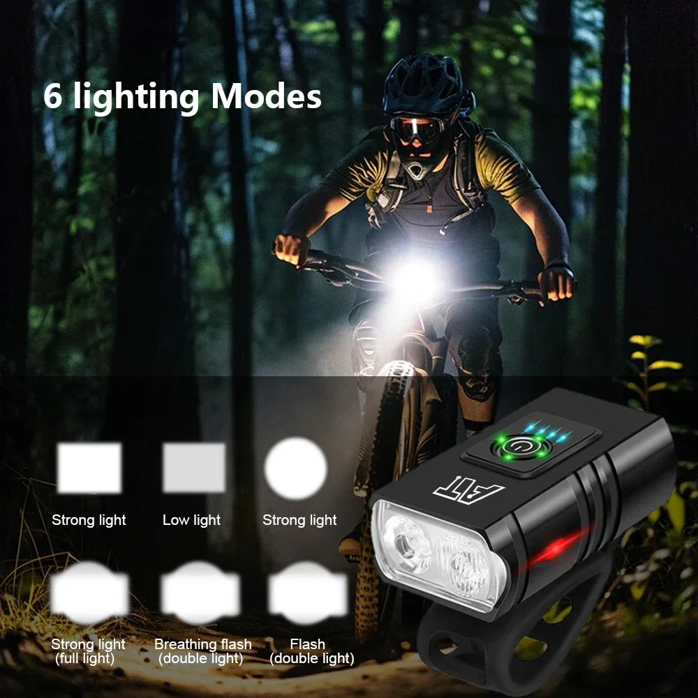 

Bicycle Light T6 LED Bike Front Lamp 6 Modes Cycling Lantern Type-C Rechargeable MTB Bike Headlight Flashlight for Night Riding1