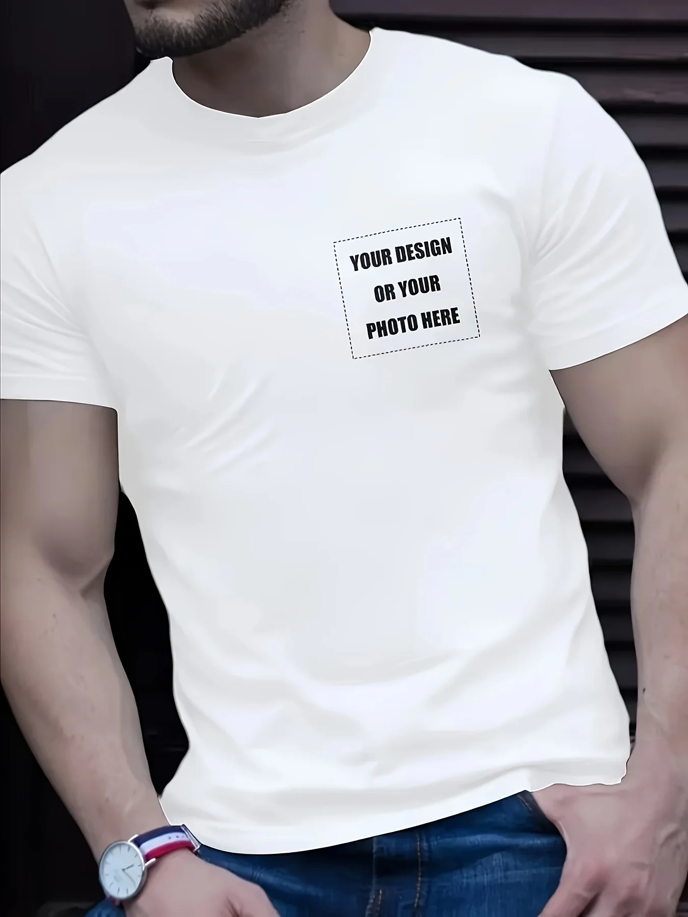تي شيرت قابل للتخصيص من البوليستر الأسود القابل للتخصيص للرجال بأكمام قصيرة وتصميم شخصي أو طباعة الصور #1