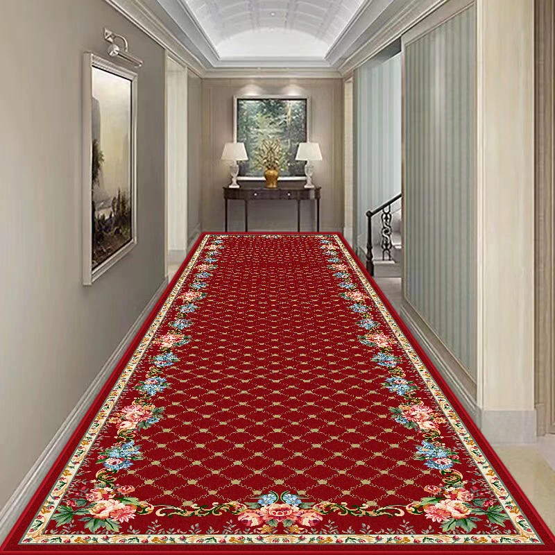 

European Household Hallway Carpets for Living Room Decorative Corridor Rug Stairs Bed Room Washable Non-slip Floor Mat Lobby