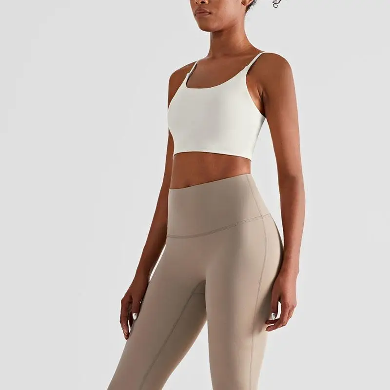 Nuove bretelle in tinta unita Yoga Fitness Vest Naked Feeling Reggiseno sportivo traspirante antiurto sexy Gilet da corsa Reggiseno da palestra per donna 🎽 🏃