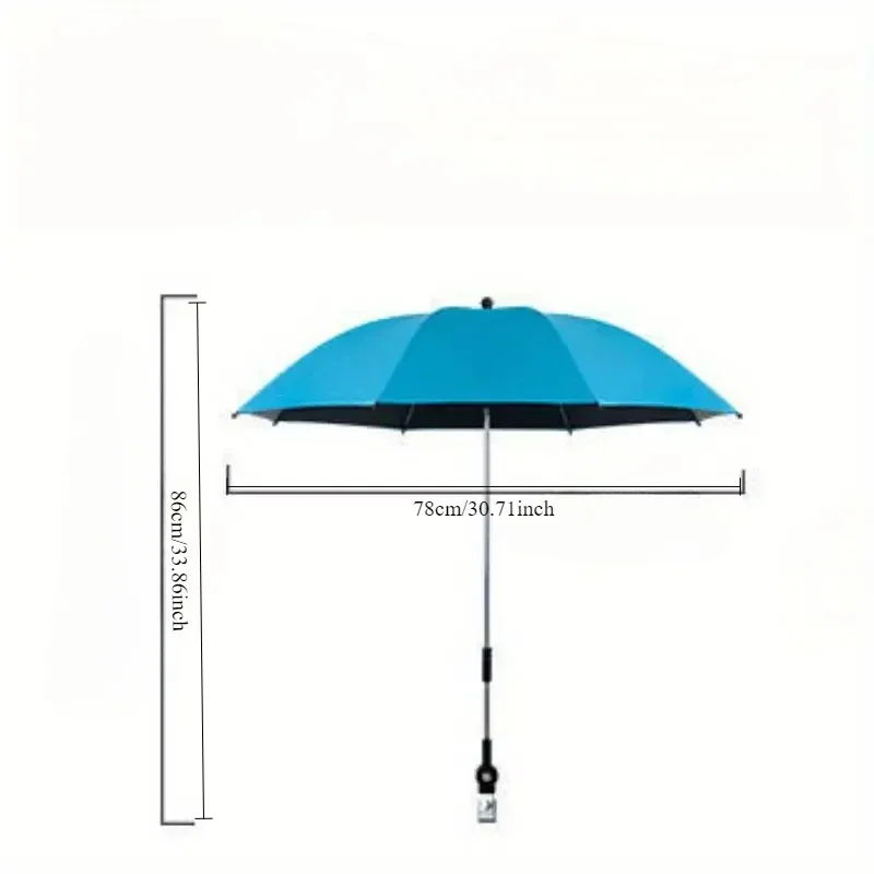 1Pc Beach Umbrella with Universal Clamp,UPF 50+ 360°Adjustable Beach Shade Umbrella,Portable Outdoor Umbrella