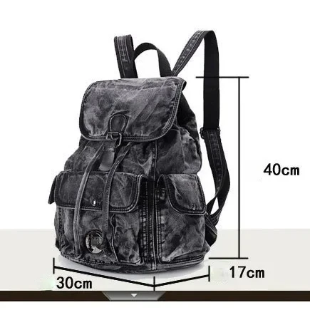 Fashion Casual Denim Women Backpack Large Capacity Jean Bag Teenage Girls School Shoulder Bag Female Backpack