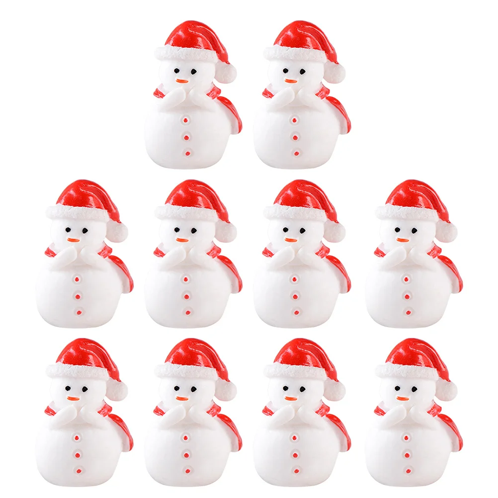 10 pezzi di pupazzo di neve in miniatura decorazioni natalizie ornamenti in resina per la festa di casa micro paesaggio forniture natalizie decorazione della stanza