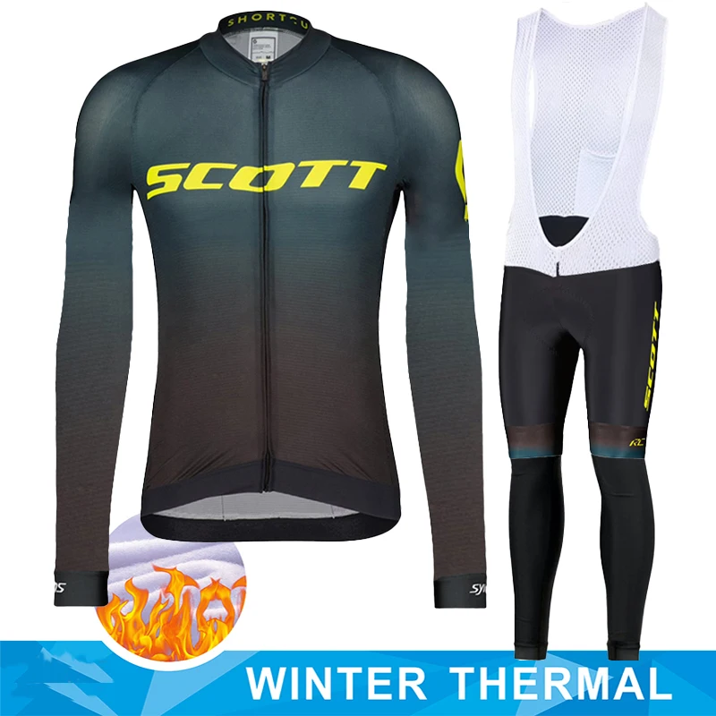 SCOTT Sports Set Mtb Male Cycling Clothing Equipment Professional Shirt Winter Thermal Fleece Jersey Man Men\'s 2023 Clothes Suit