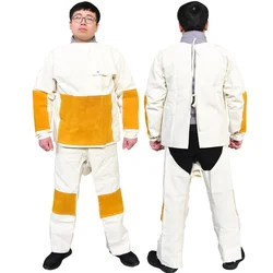 Welder Clothes Canvas Cowhide Welding Suit For Men Jacket Pants Workwear Uniform Protective Clothing Wear-resistant Heat Proof