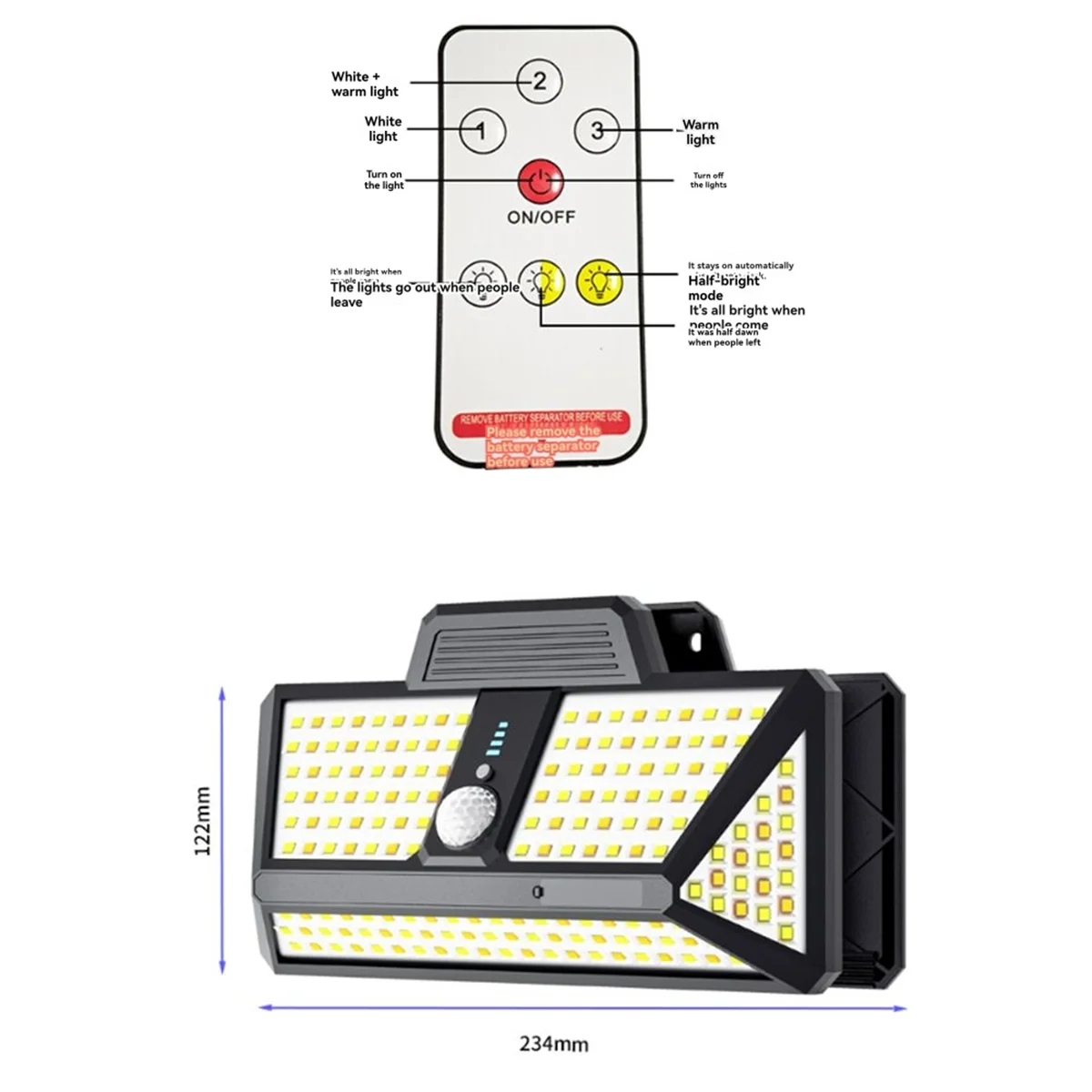 

280 светодиодных уличных солнечных фонарей с датчиком движения, охранная лампа, клипса для забора, стены, гаража, патио