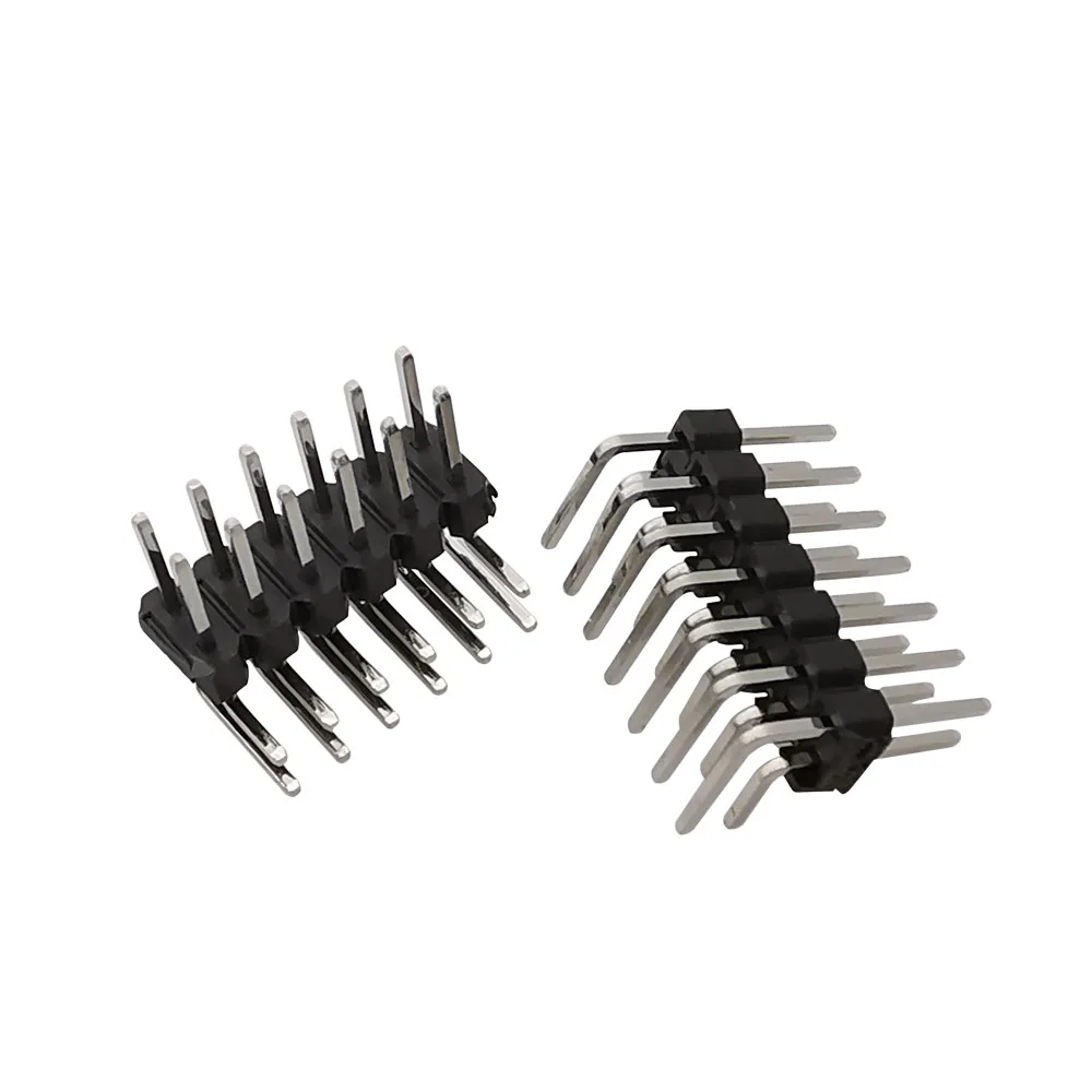 10Pcs Double Row 2.54mm Curved Needle Right Angle Pin Header Connector 2x2/3/4/5/6/7/8/9/10/12/20/40Pin For Arduino