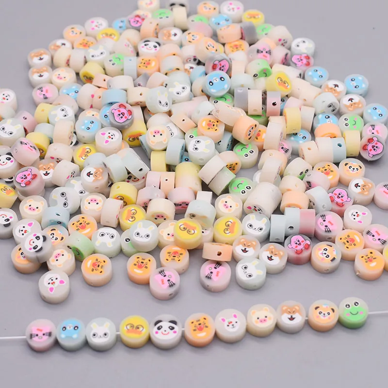 20/50/100pcs Mixed Jelly color Cartoon Animals Polymer Clay Bead For Jewelry Making  Diy Bracelet 10mm