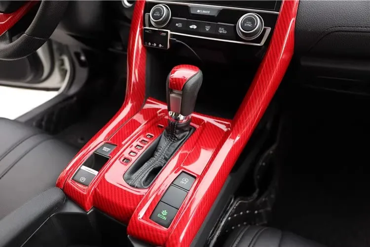 4 шт., молдинги для салона автомобиля, ручка переключения передач, наклейка, чехол для Honda CIVIC 2019 2020 2021 FC1 FK7 FK8