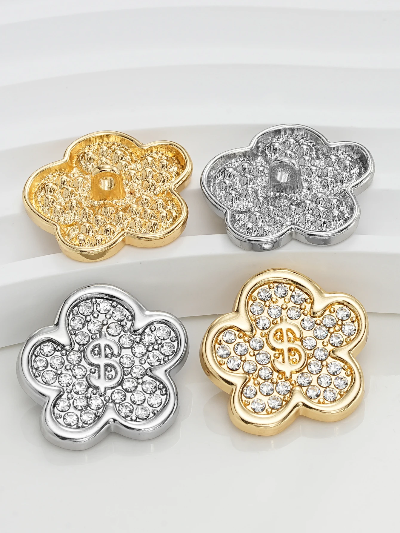 10 個 23 ミリメートルラウンドフラワーラインストーンシャンクボタン衣料用シャツコート靴バッグアクセサリー DIY 工芸品ボタン