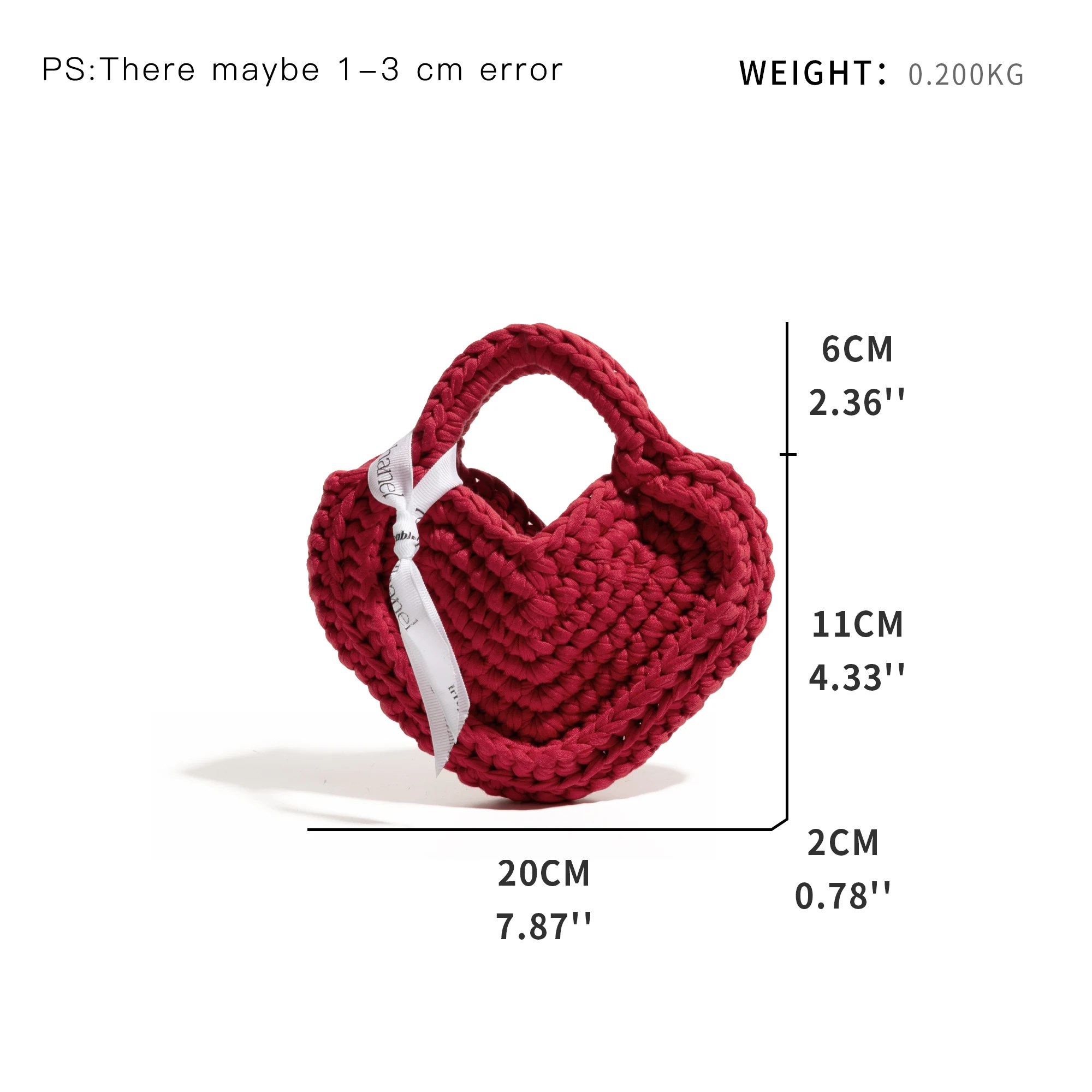 MABULA Women's Fabric Strip Crochet Heart Crossbody Mobile Phone Bag Purse Solid Color Casual Mesh Bag for Party Vacation